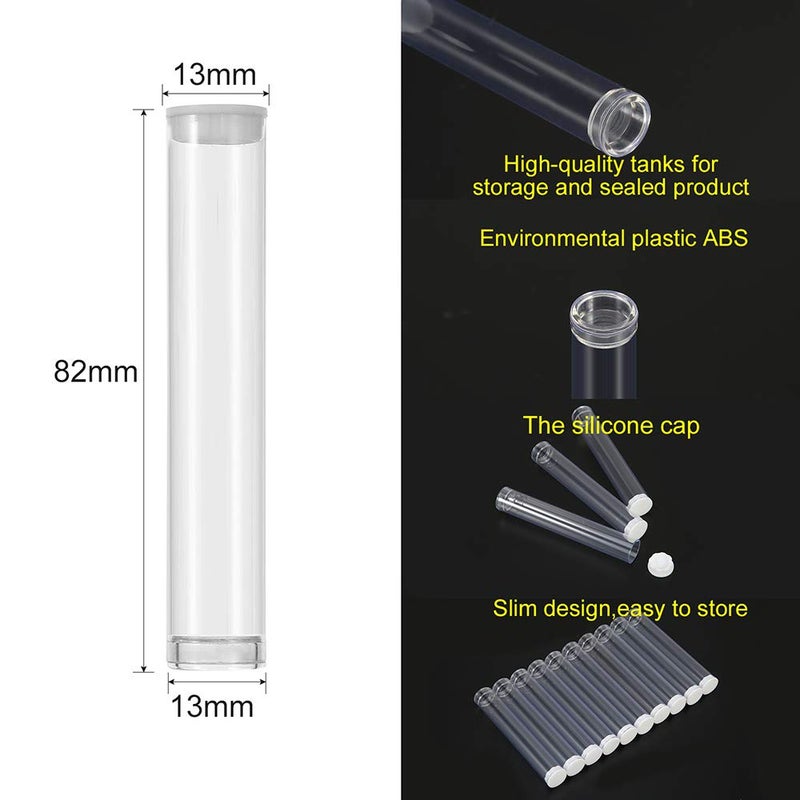 SKMZ Plastic Clear PVC Tube Transparent Storage 0.5ML 1ML Empty Cartridges Tube Packaging with Caps 13x82mm - Bead Craft Supply Storage (100PACK) - Image 2